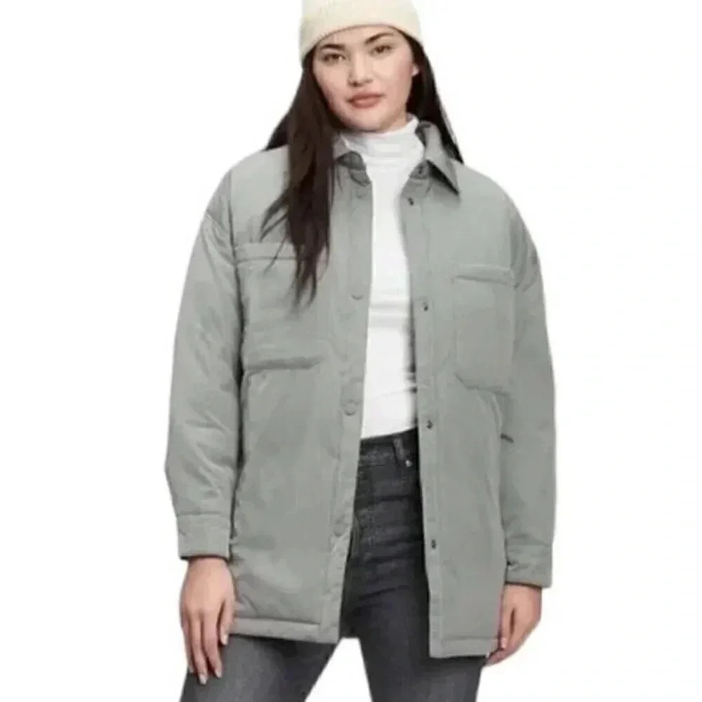 Gap Oversized Recycled Puffer  Shirt Jacket Shacket Green Size Medium
